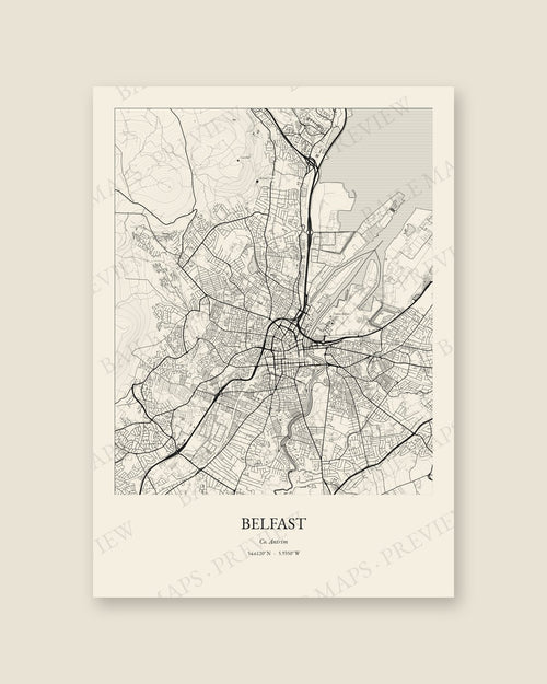 Belfast, Co. Antrim — Line art, Print only