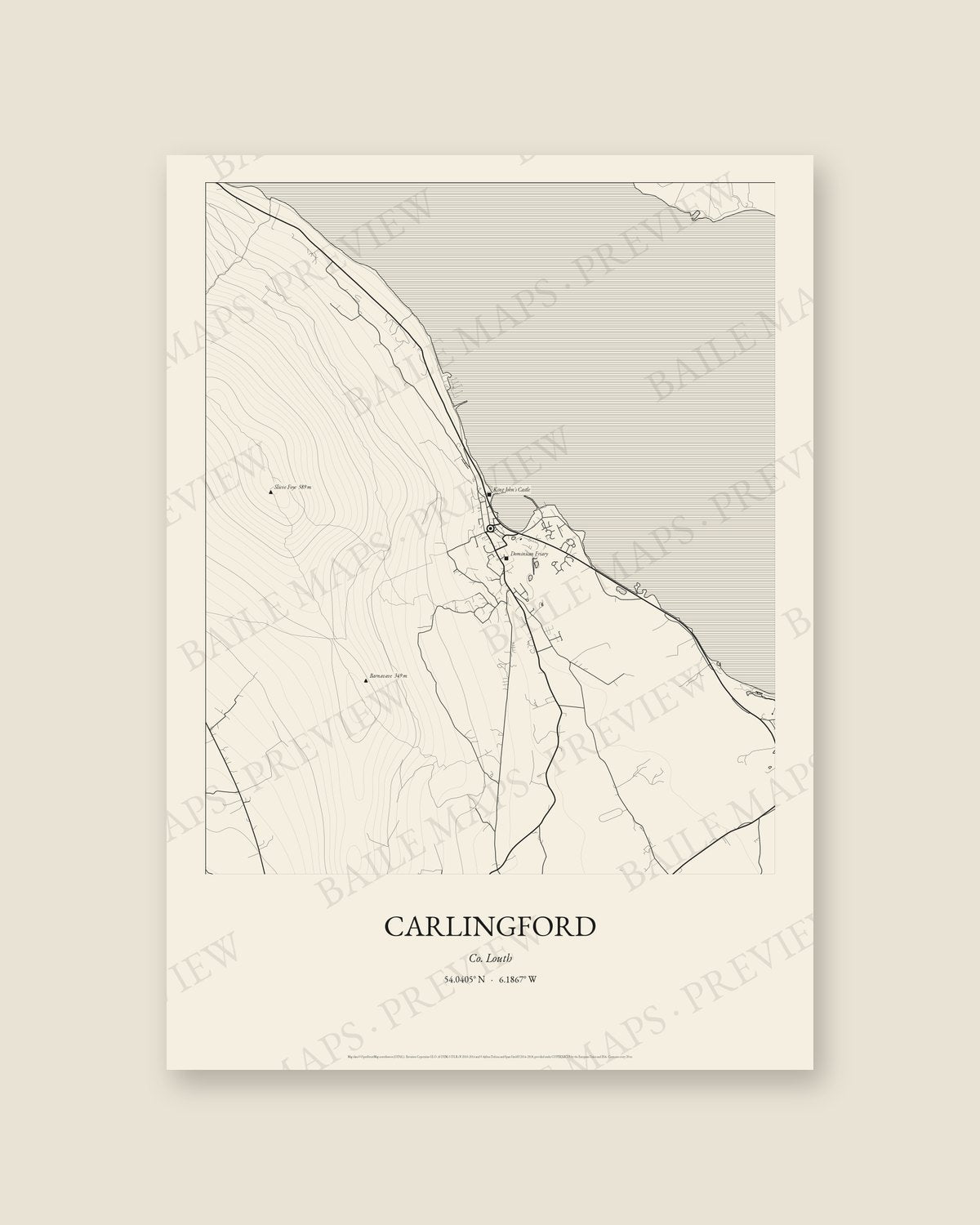 Carlingford, Co. Louth — Line art, Print only