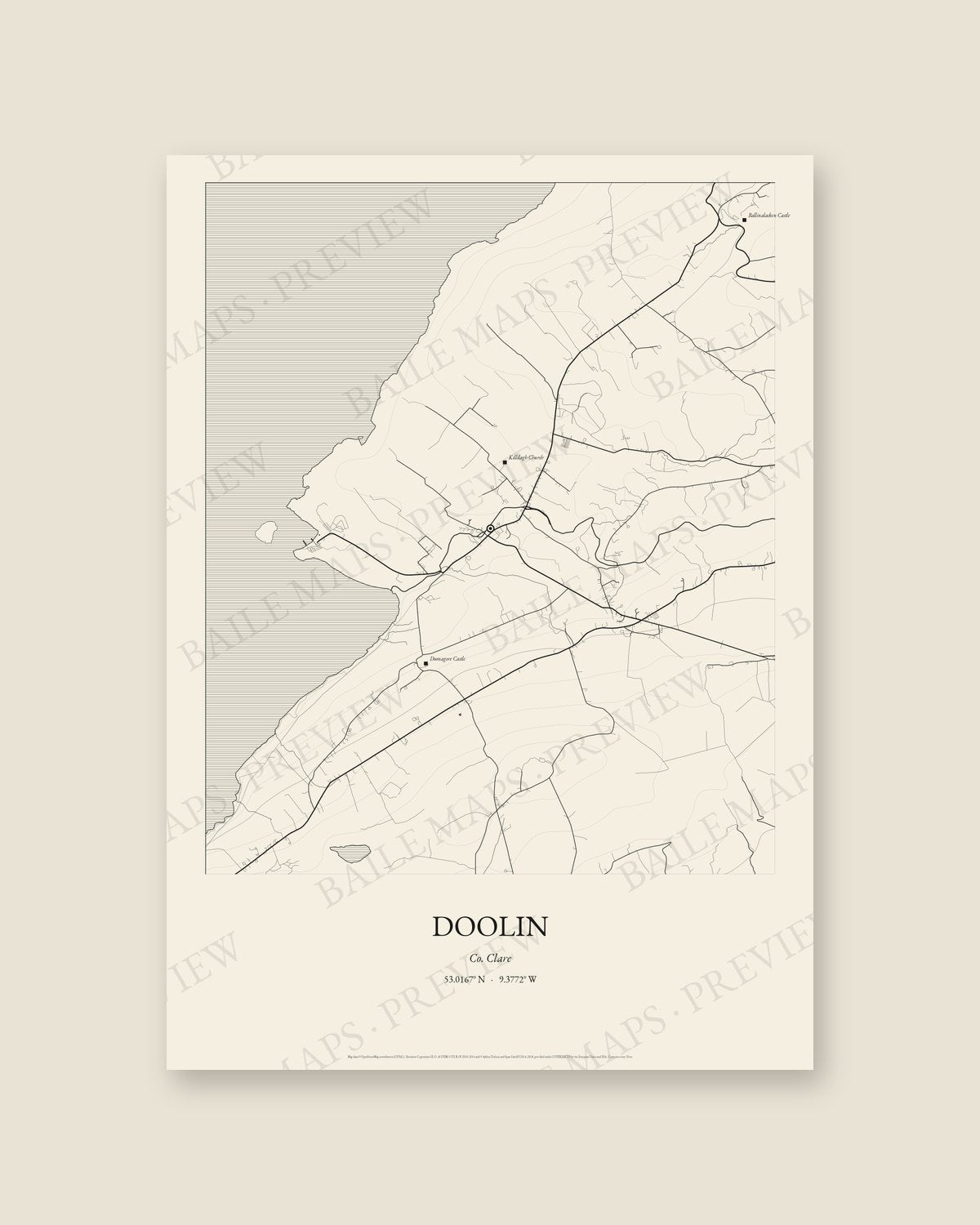Doolin, Co. Clare — Line art, Print only