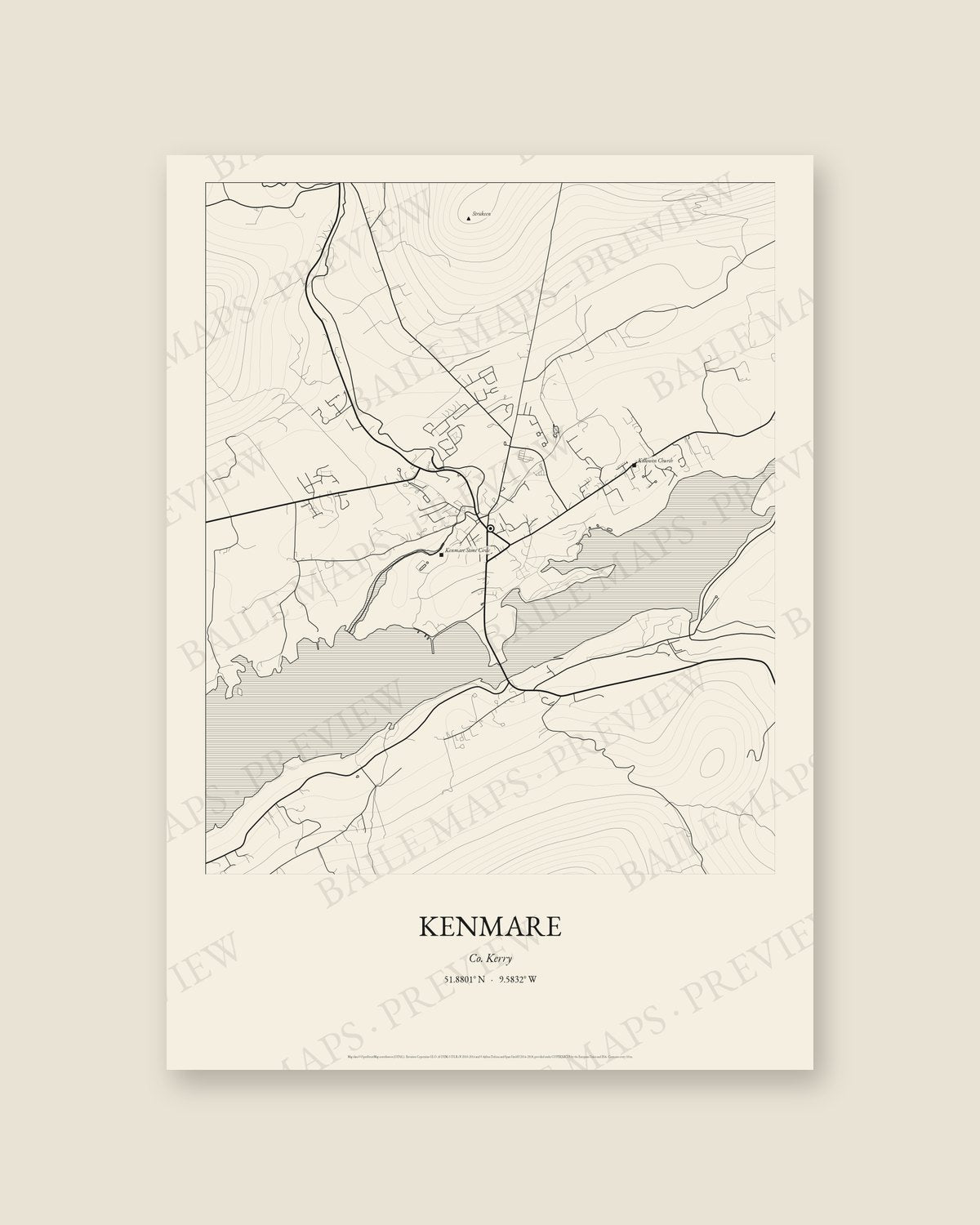 Kenmare, Co. Kerry — Line art, Print only