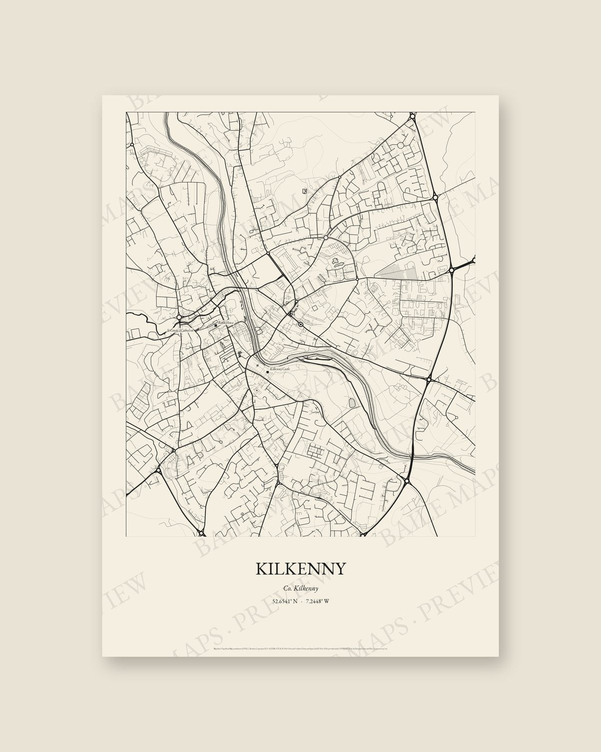 Kilkenny, Co. Kilkenny — Line art, Print only