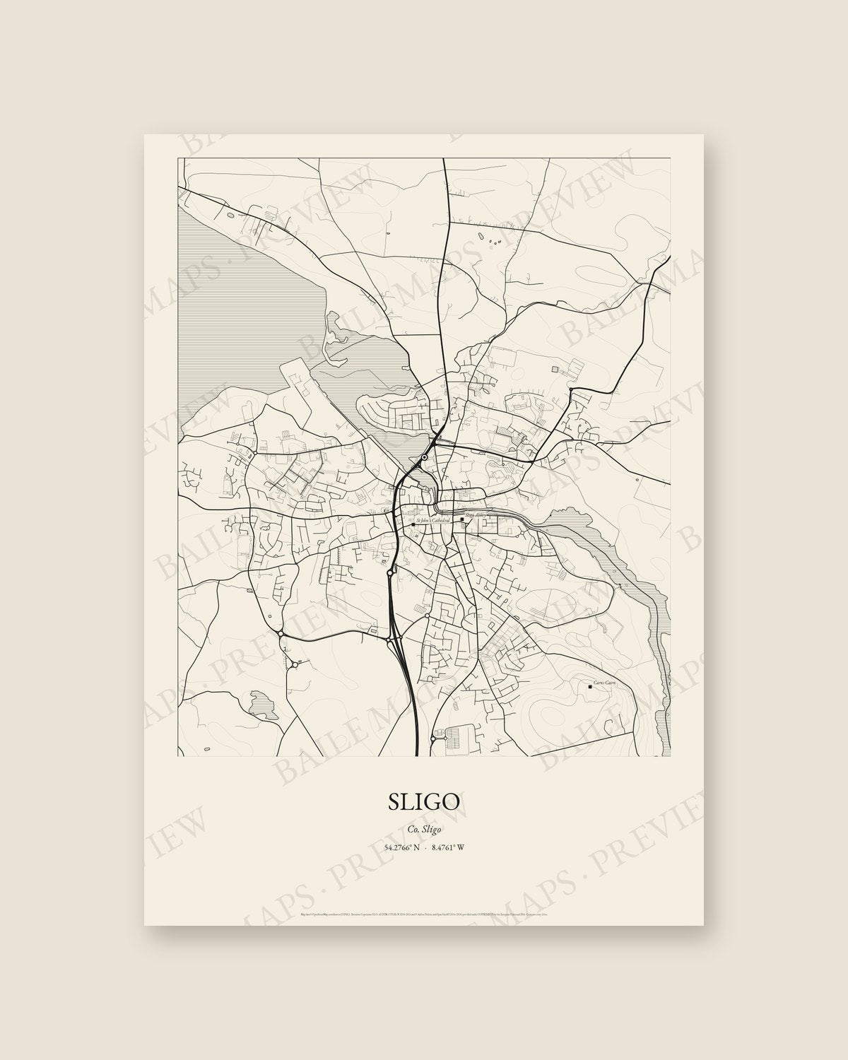 Sligo, Co. Sligo — Line art, Print only